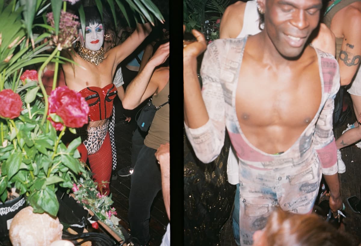 attendees in colourful clothing dancing at African Acid is the Future